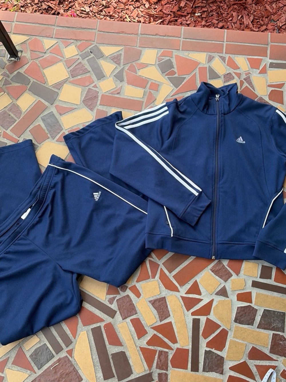 Adidas Vintage Navy Blue Tracksuit with White Stripes